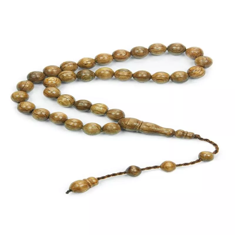 Wild Thistle Wood Sphere Cut Prayer Beads - 33 Beads - 10 MM