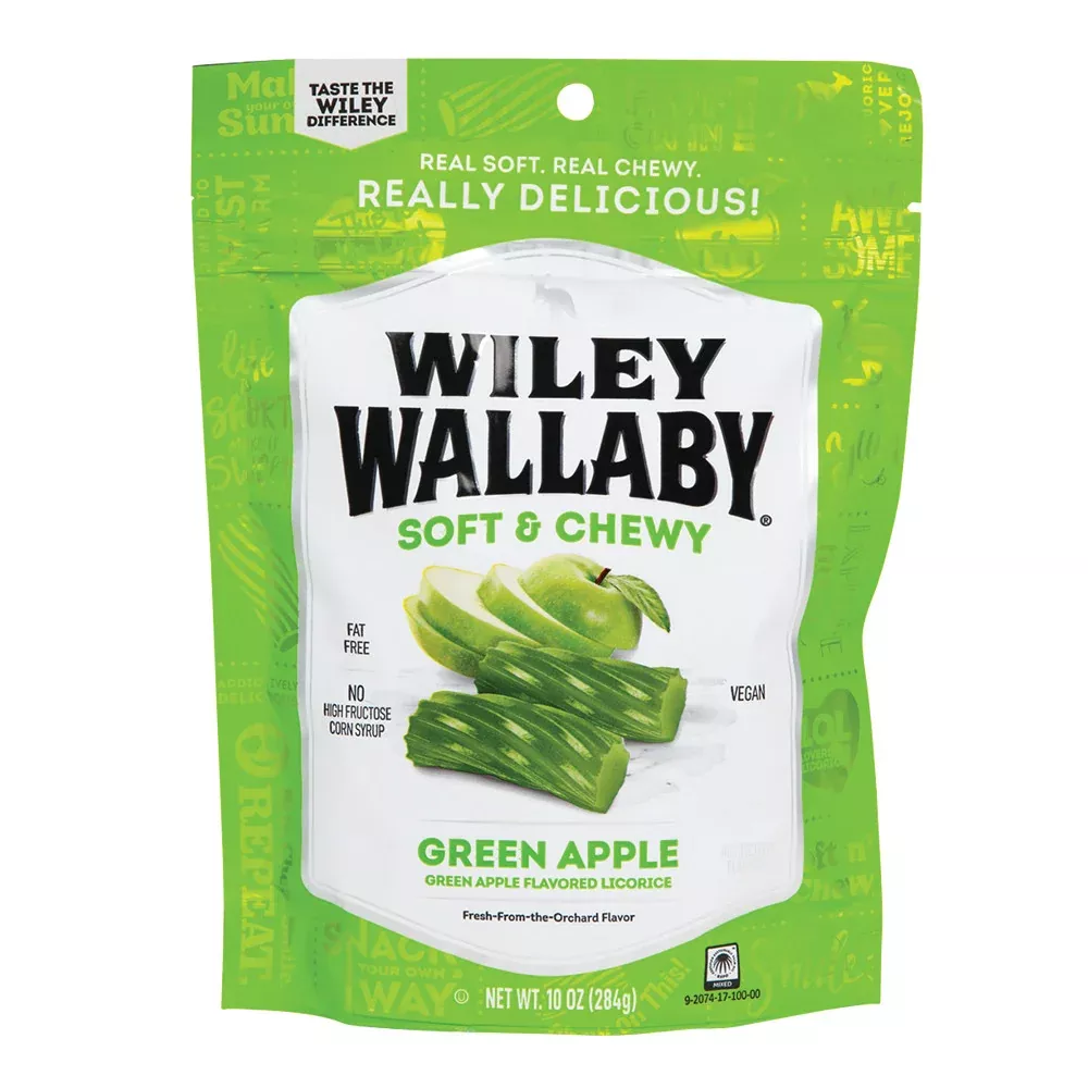 Wiley Wallaby Australian Style Green Apple Liquorice Candy - 10 Count