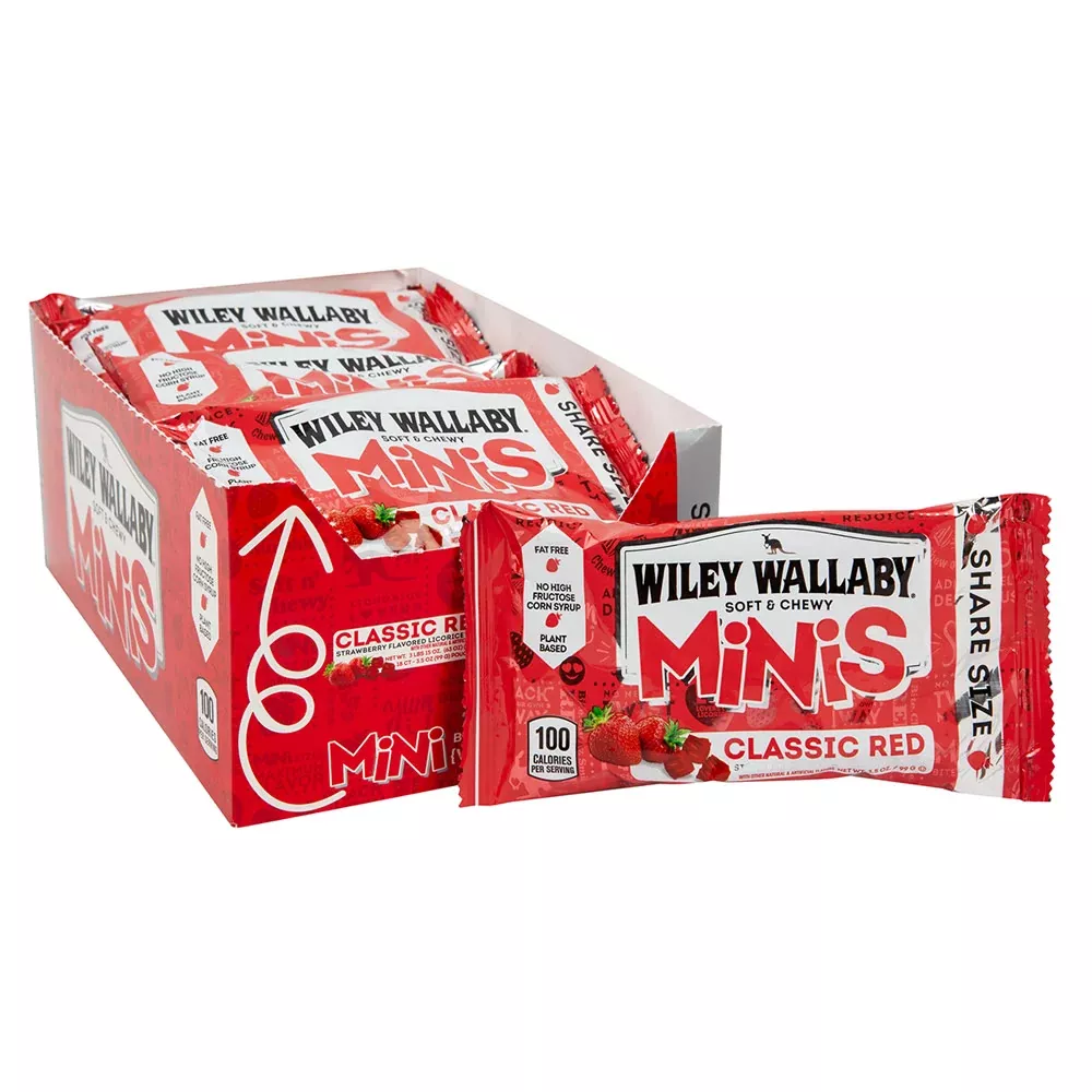 Wiley Wallaby Strawberry Classic Red Mini Licorice Bites Bags - 18ct