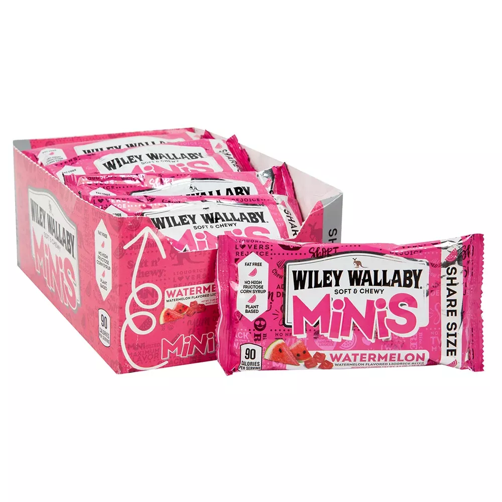 Wiley Wallaby Watermelon Mini Licorice Bites Bags - 18ct