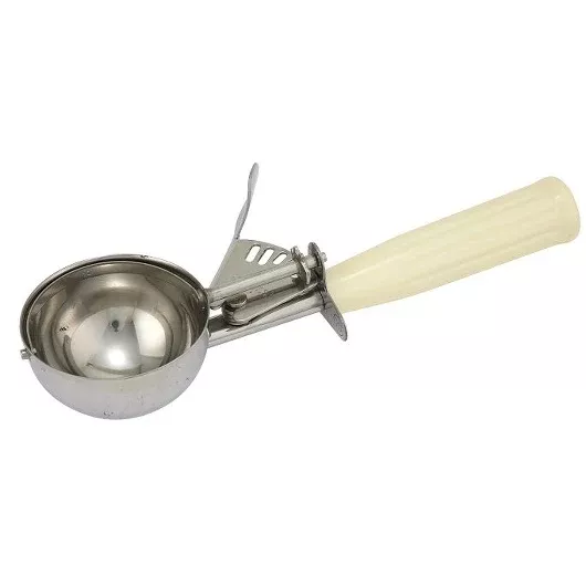 Winco Industries Co. Winco Size 10 3.75 Ounce Ivory Plastic Ice Cream Disher, 1 Each
