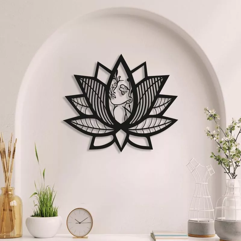 Woman & Lotus Decorative Metal Wall Art