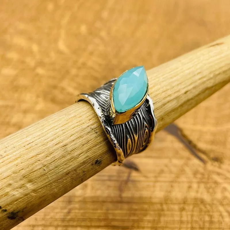 Women 's Blue Tourmaline Silver Ring