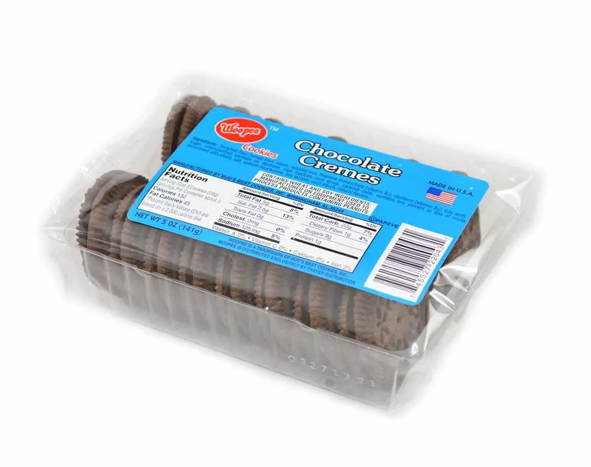 Woopee Cookies Chocolate Cremes 5 oz. Trays - 12 / Case