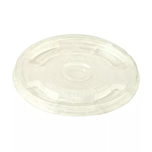World Centric 10-24 Ounce Ingeo Compostable Clear Flat Lid, 100 Each, 10 Per Case
