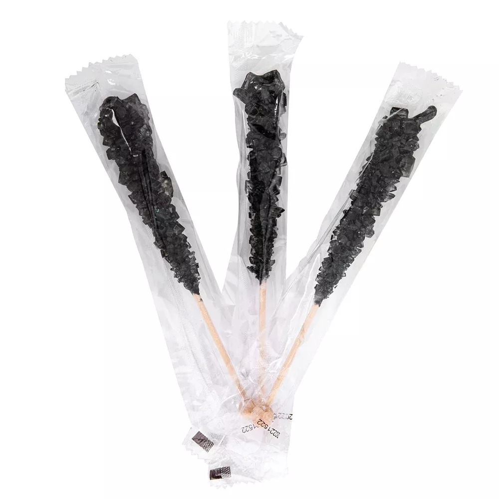 Wrapped Rock Candy Sticks Black Cherry - 100ct