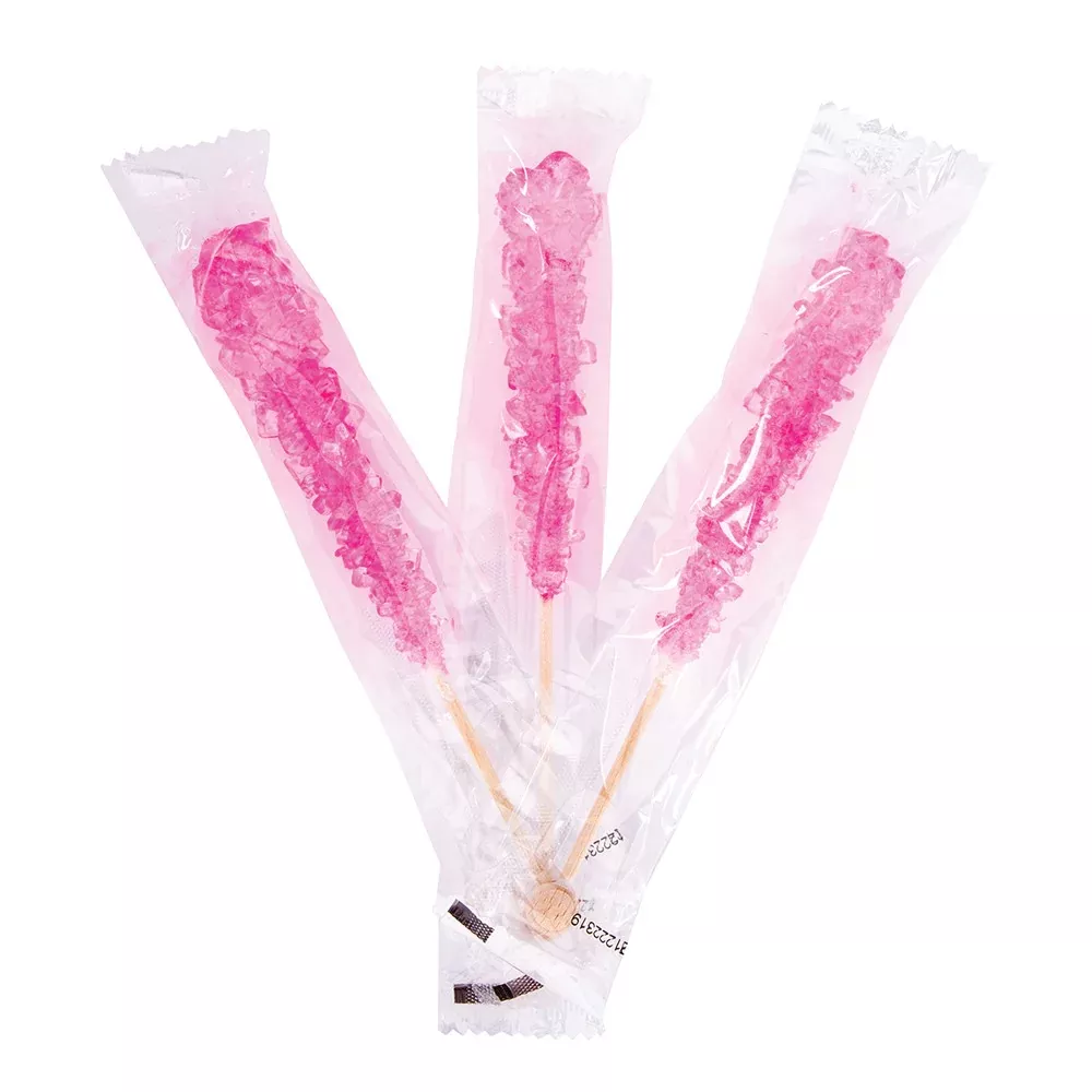 Wrapped Rock Candy Sticks Bright Pink Bubblegum - 100ct