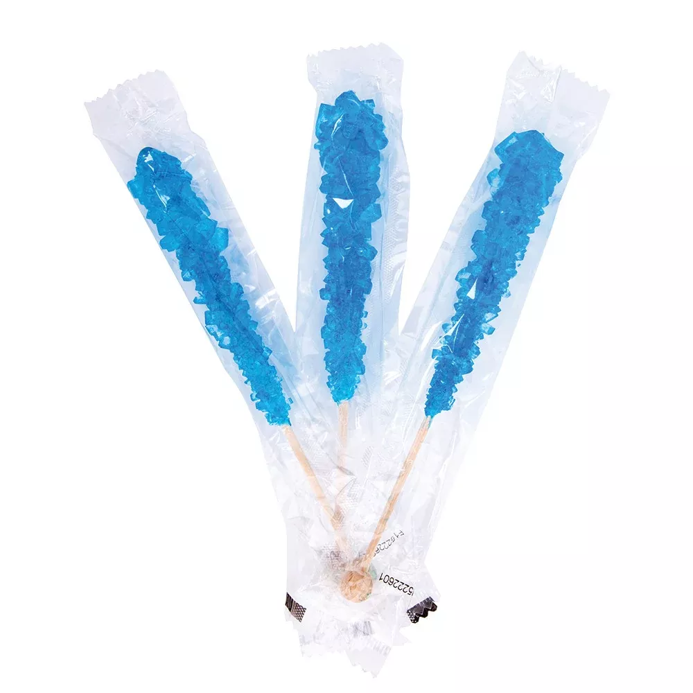 Wrapped Rock Candy Sticks Caribbean Blue Blueberry - 100ct