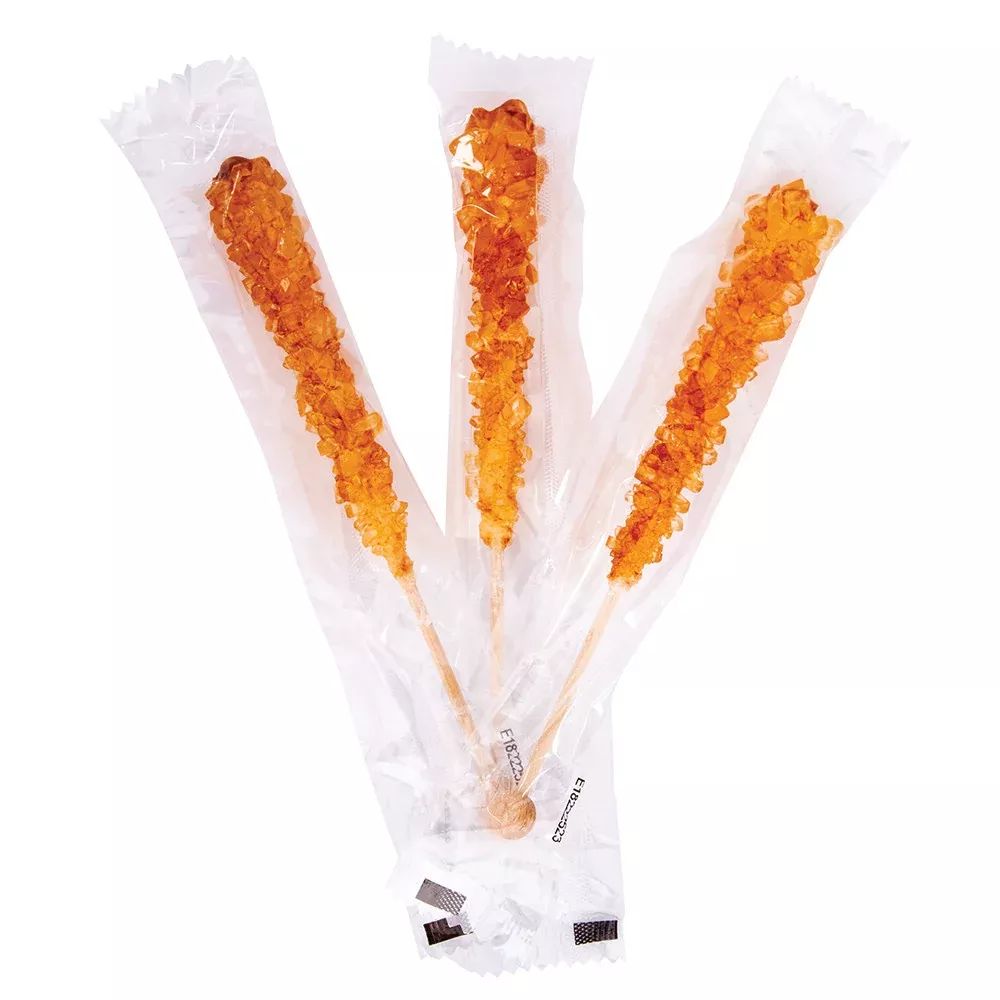 Wrapped Rock Candy Sticks Gold Tutti Frutti - 100ct