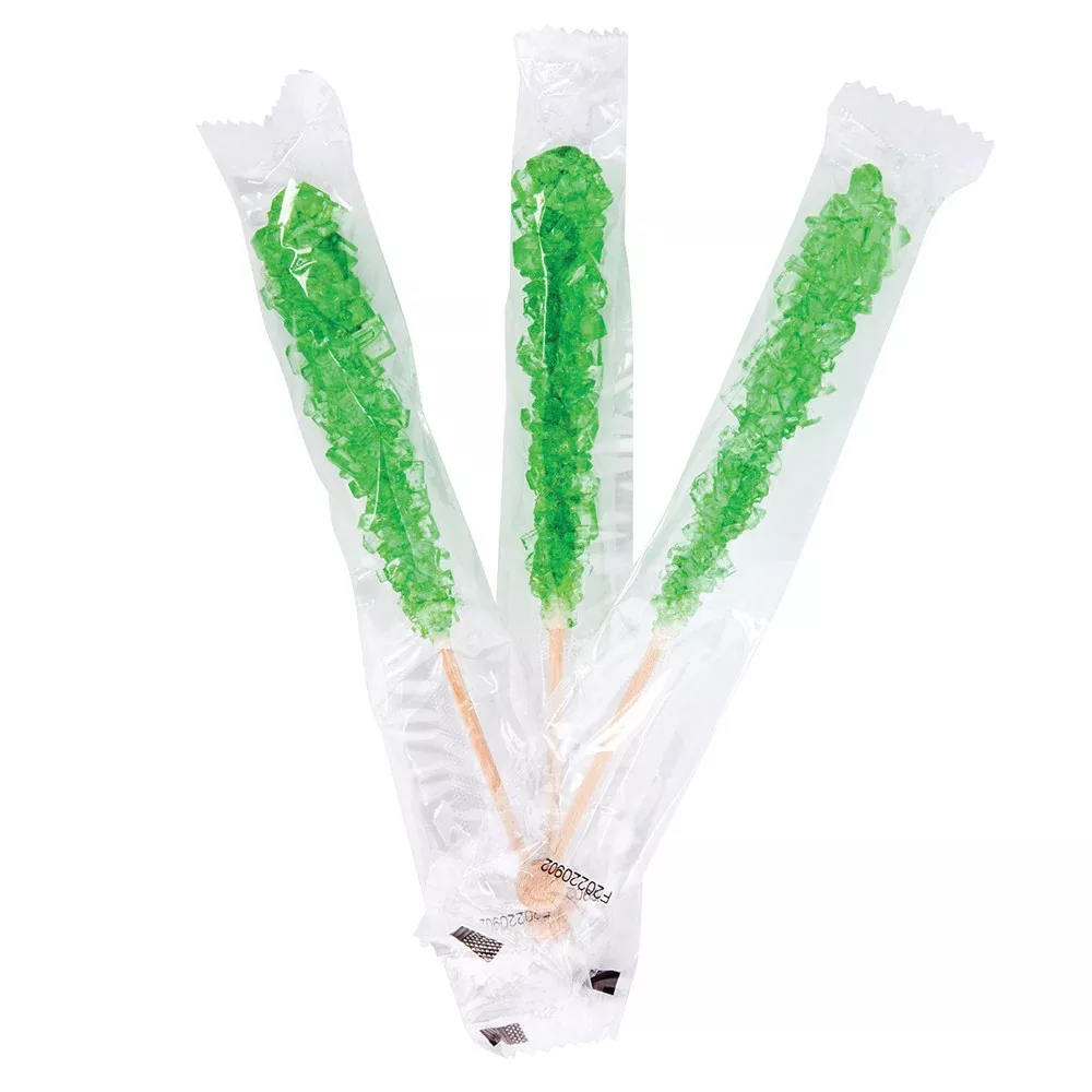 Wrapped Rock Candy Sticks Green Apple - 100ct