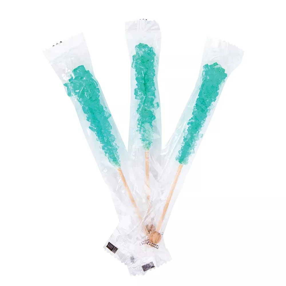 Wrapped Rock Candy Sticks Robins Egg Blue Cotton Candy - 100ct