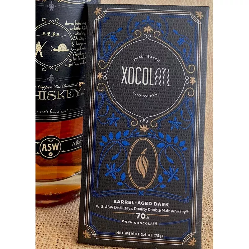xocolatl 70% whiskey barrel-aged dark chocolate