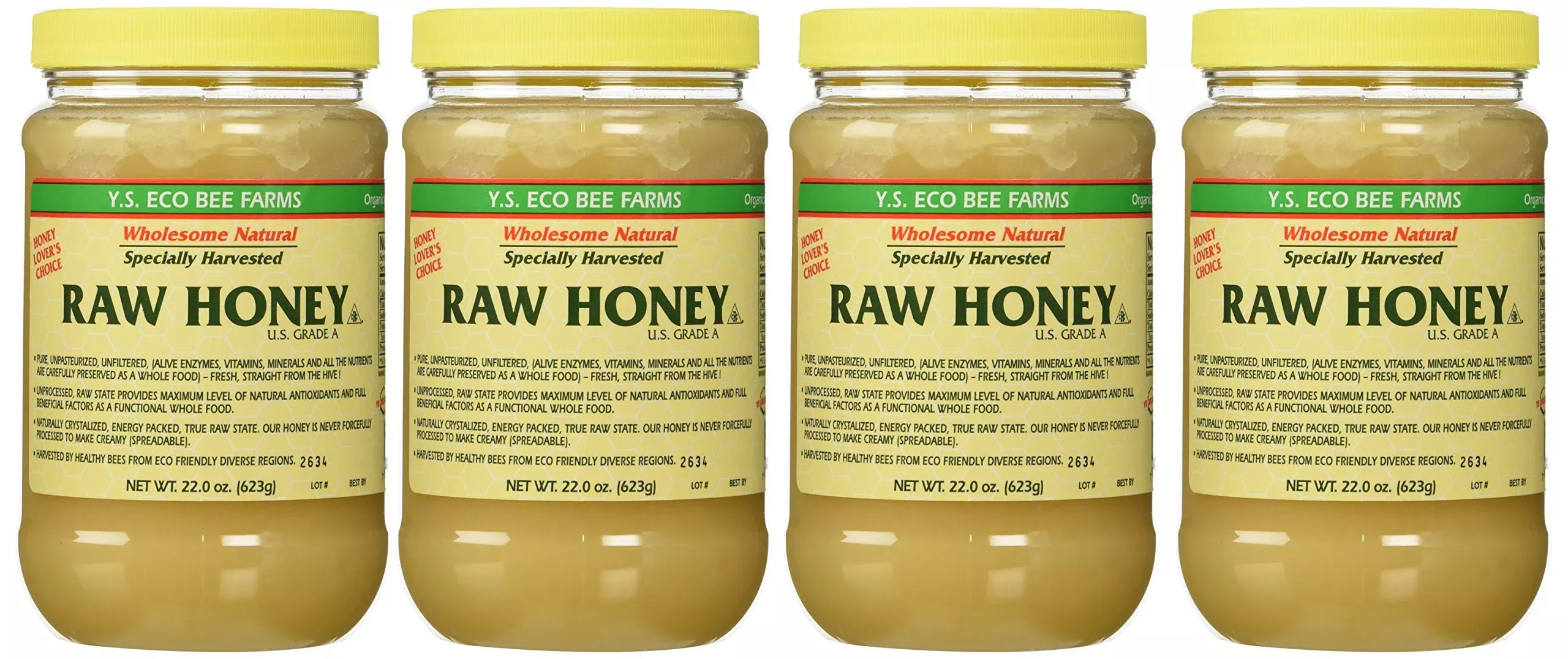 Y.S. Eco Bee Farms Raw Honey - 22 Oz Jars (4 Count (22Oz Each))