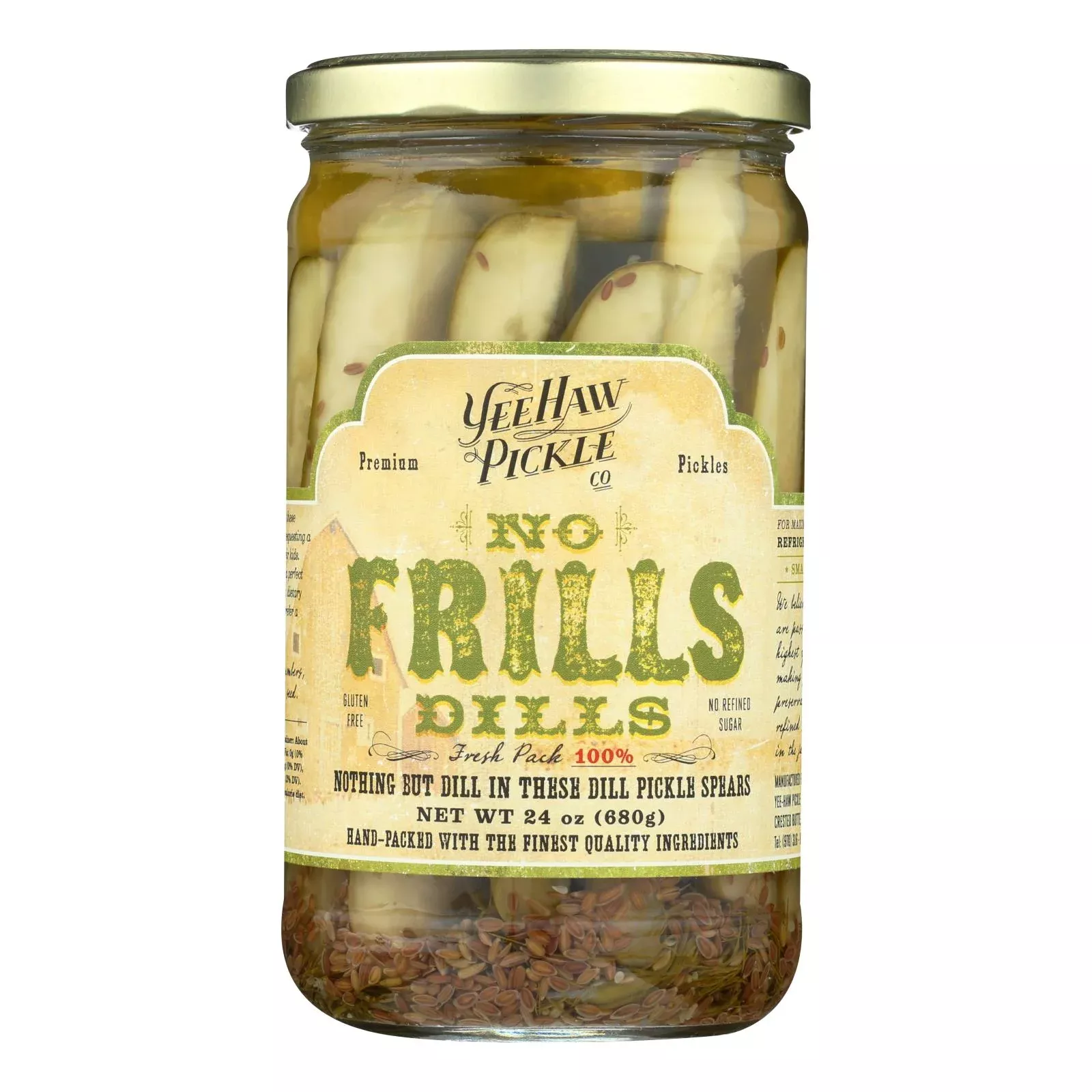 Yee-Haw Pickle Dills Pickle - No Frills - Case of 6 - 24 Ounce.