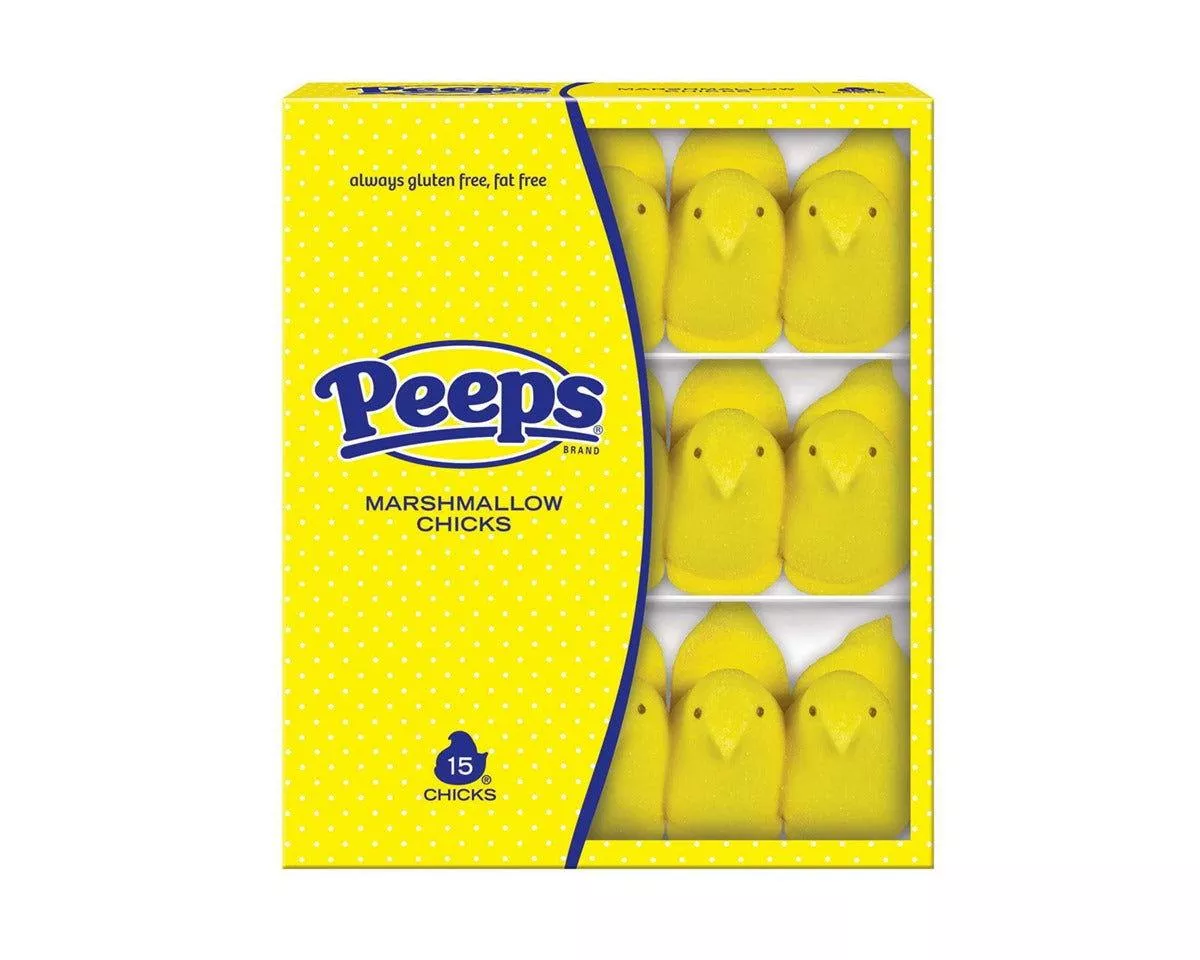 Yellow Peeps Marshmallow Chicks 15 Pack - 3 Trays / Box