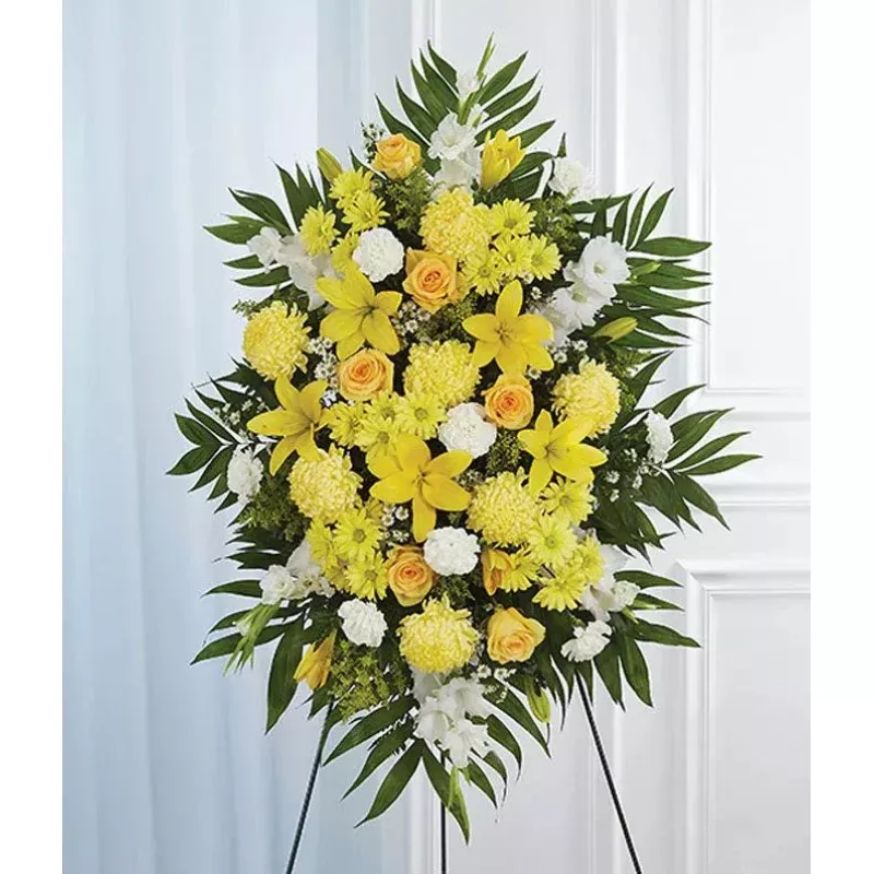 Yellow & White Fresh Flower Standing Spray