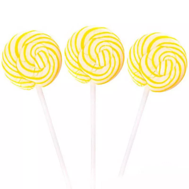 Yellow & White Squiggly Pops Lollipops – 48ct