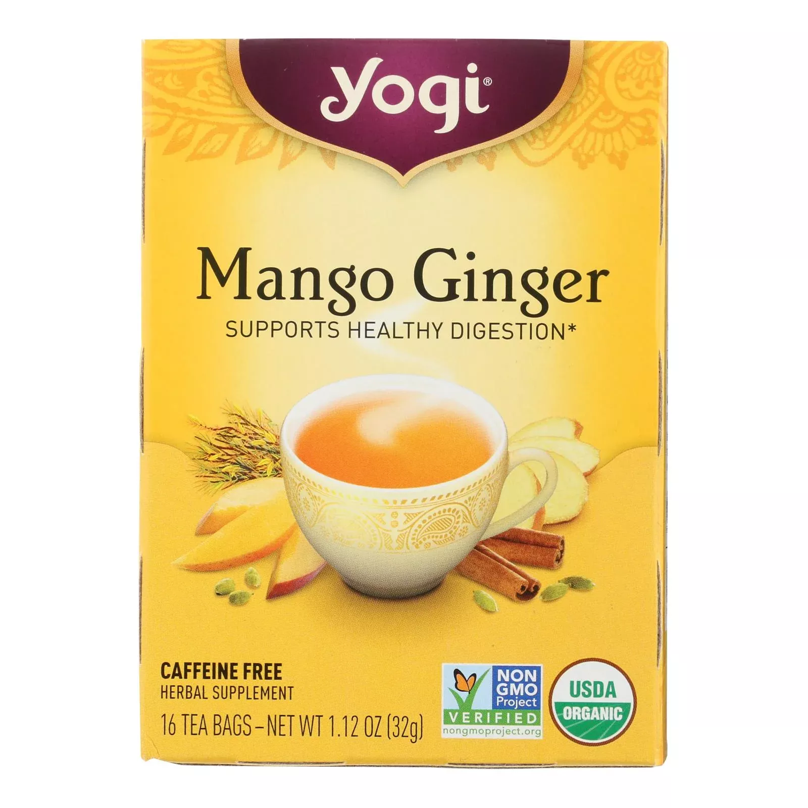 Yogi Tea - Organic - Mango Ginger - Case of 6 - 16 BAG