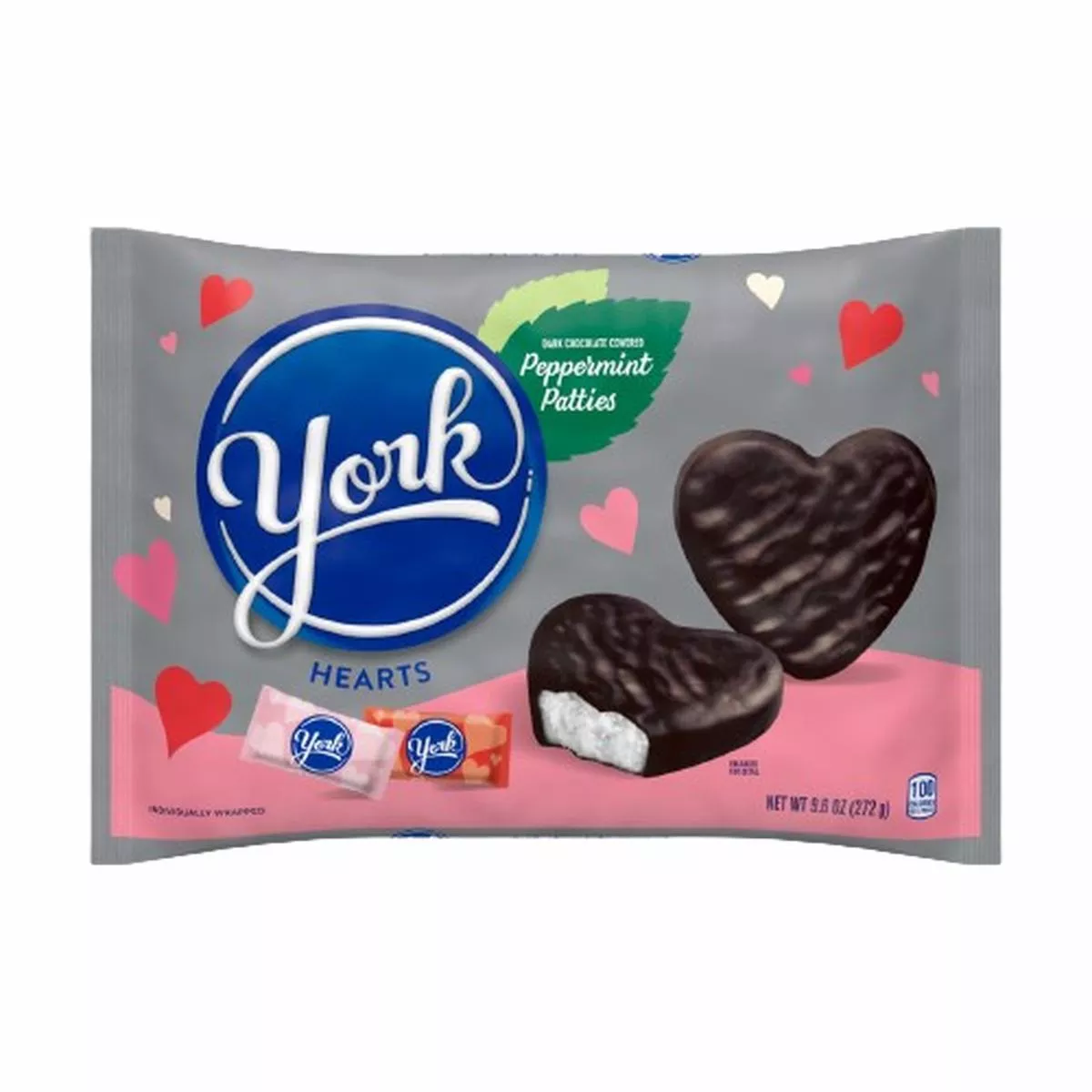 York Valentine 's Peppermint Patties Hearts 9.6 oz. Bag