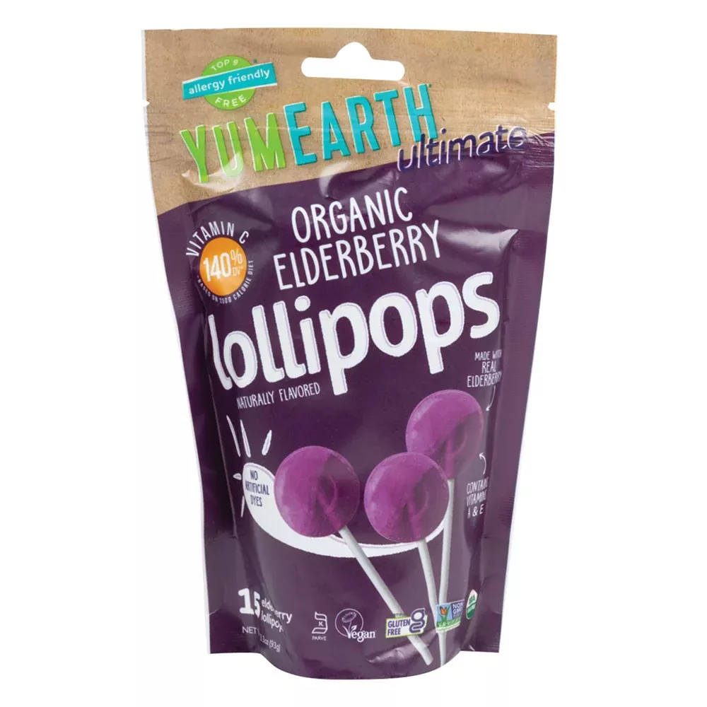 YumEarth Organic Elderberry Lollipops - 6 Count
