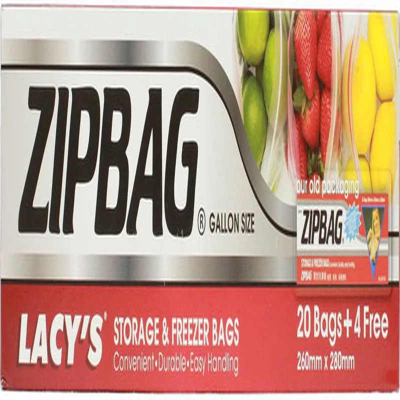 zipbag gallon size 260mmx280mm (boxx20pc + 4pc free) (#53031)