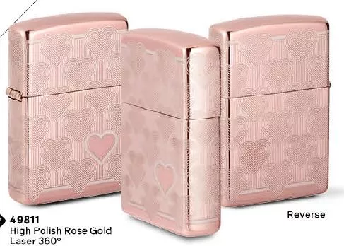 Zippo Heart Design High Polish Rose Gold Lighter