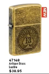 Zippo Lucky 13 Antique Brass Lighter