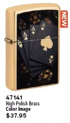 Zippo Poker Design High Polish Chrome Lighter