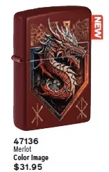 Zippo Red Dragon Design Merlot Lighter
