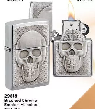 Zippo Skull With Brain Surprise Brushed Chrome Lighter