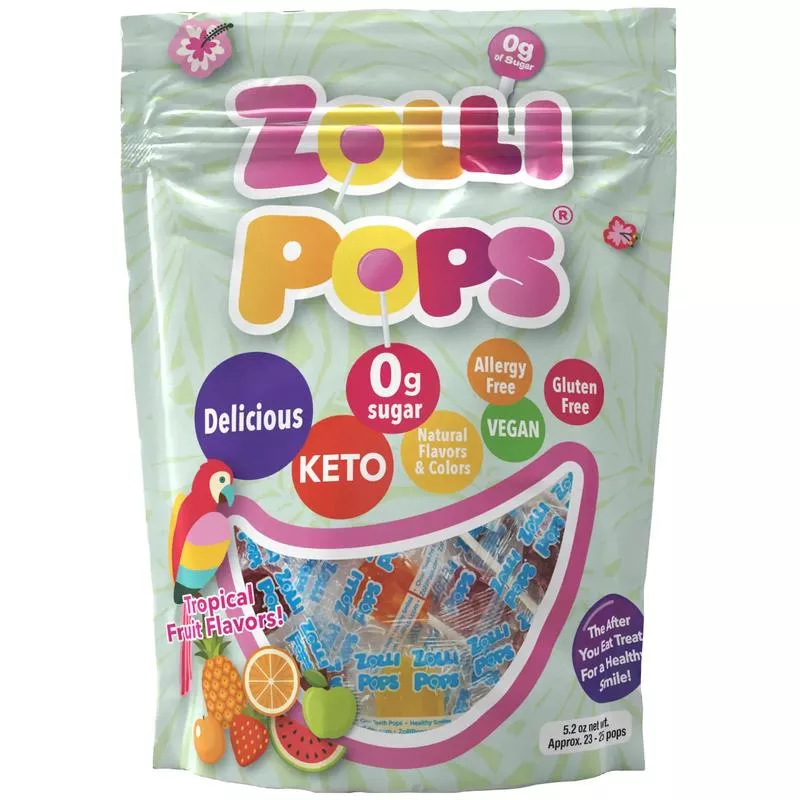 Zollipops Zero Sugar Lollipops Assorted Tropical Fruit Flavors (2 Sizes)