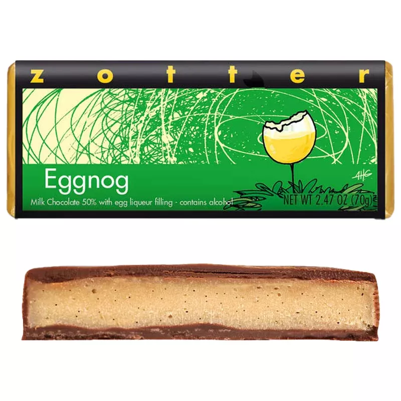 zotter eggnog milk chocolate bar (seasonal)