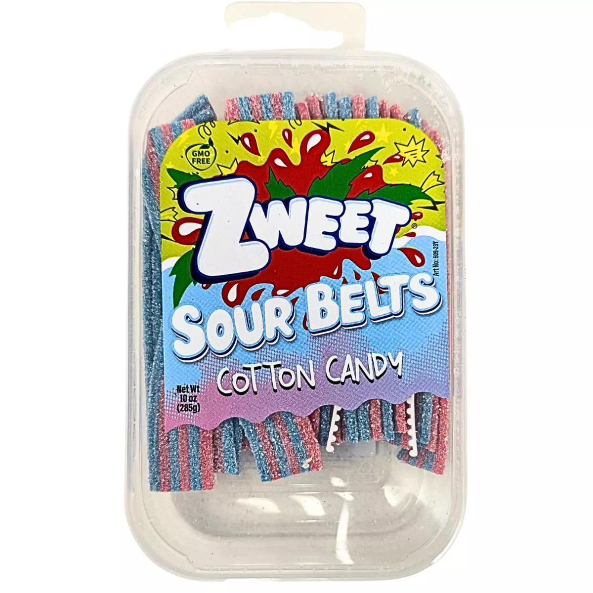 Zweet Sour Belts Cotton Candy 10oz – 6 Pack